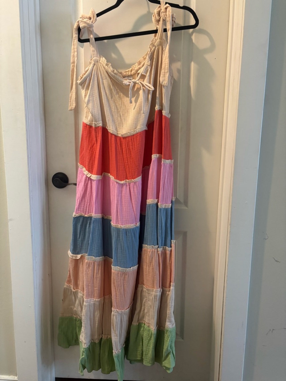 Tiered Multi-Color Tie-Strap Maxi Dress - Picture 7 of 7